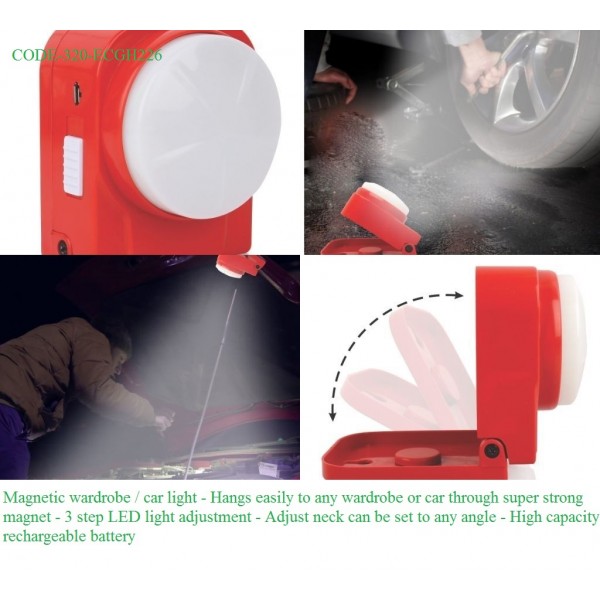 MAGNETIC CAR 3 STEP LED LIGHT (RECHARGEABLE)
